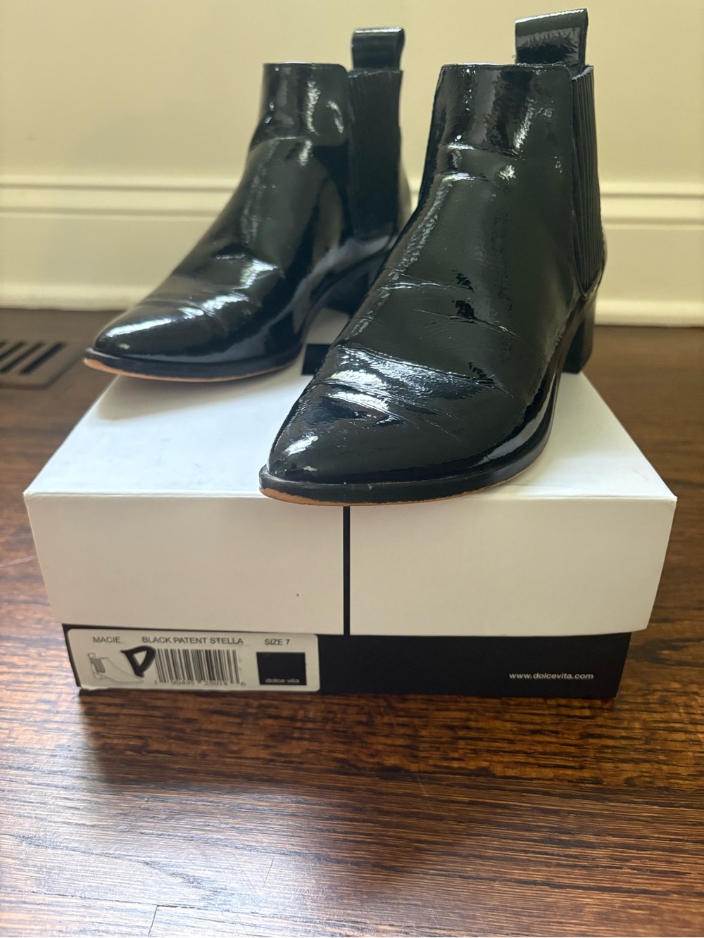 Dolce Vita Macie Black Patent Stella Ankle Boots - 7